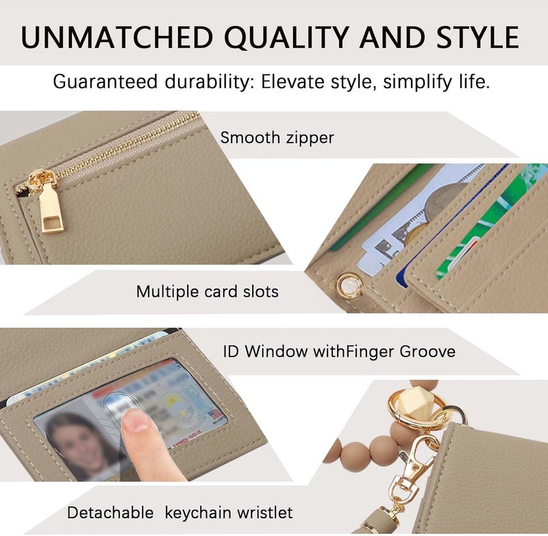 Sunpour Store Keychain Wallet RFID Wristlet Wallets for Women,Small Wallets Woman Key Chain Wallet with Coin Pocket and Id Window - Image 4